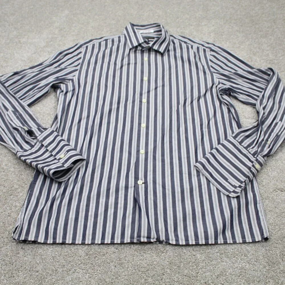 Banana Republic Shirt Mens Large Blue/Gray Slim Fit Albini Italian Fabric Cotton
